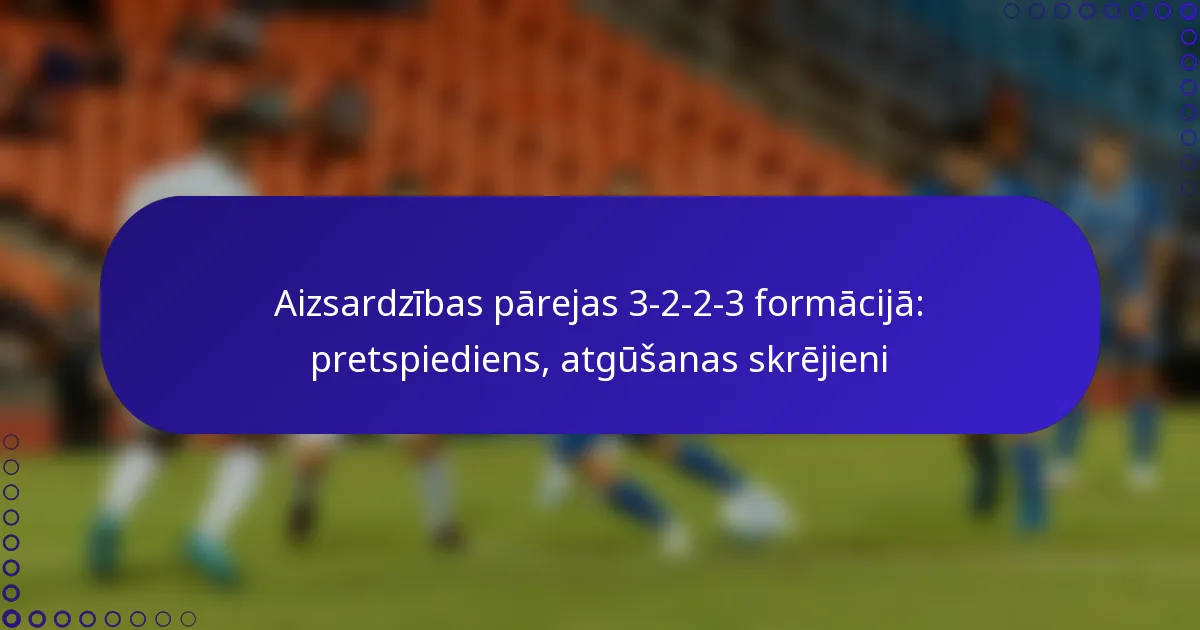 Aizsardzības pārejas 3-2-2-3 formācijā: pretspiediens, atgūšanas skrējieni