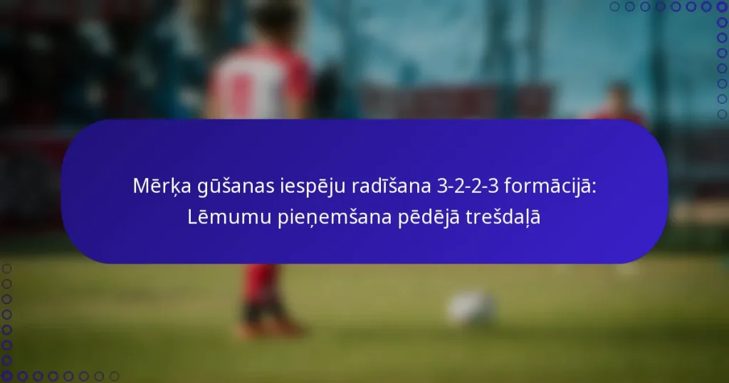 Mērķa gūšanas iespēju radīšana 3-2-2-3 formācijā: Lēmumu pieņemšana pēdējā trešdaļā