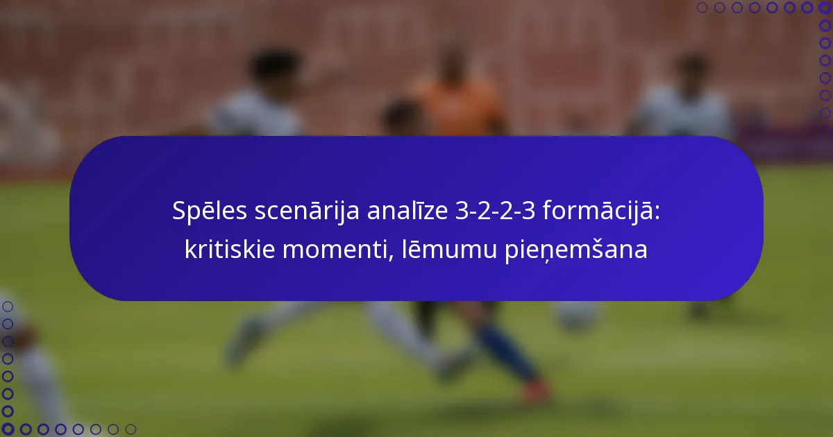 Spēles scenārija analīze 3-2-2-3 formācijā: kritiskie momenti, lēmumu pieņemšana