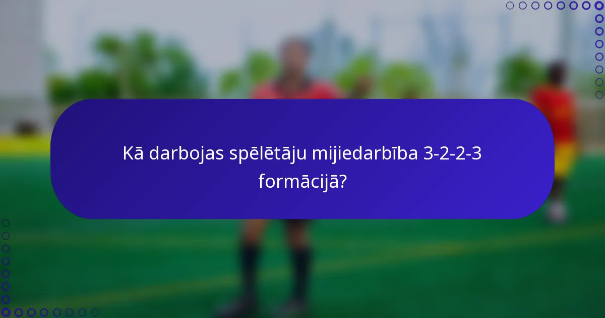 Kā darbojas spēlētāju mijiedarbība 3-2-2-3 formācijā?
