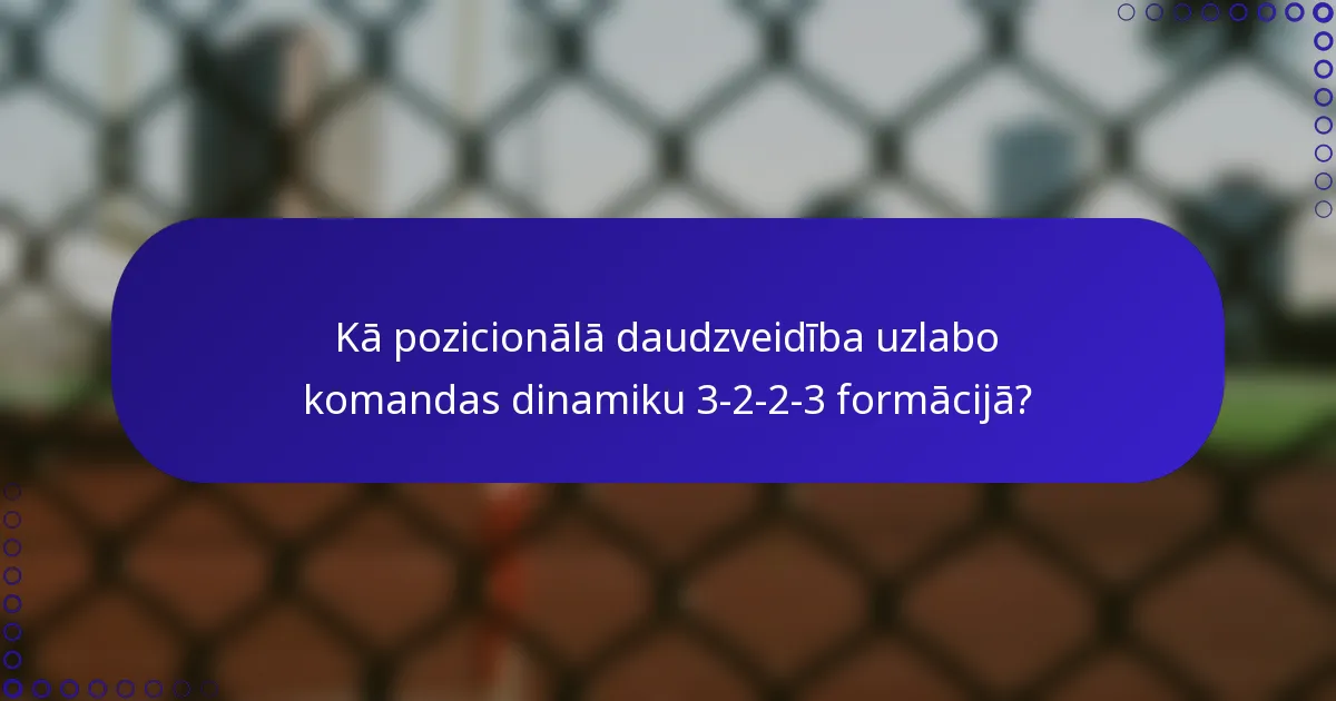 Kā pozicionālā daudzveidība uzlabo komandas dinamiku 3-2-2-3 formācijā?