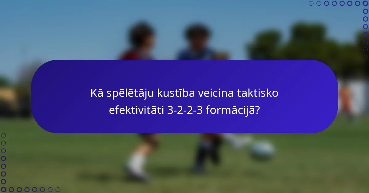 Kā spēlētāju kustība veicina taktisko efektivitāti 3-2-2-3 formācijā?