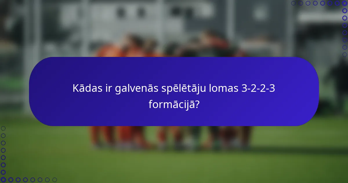 Kādas ir galvenās spēlētāju lomas 3-2-2-3 formācijā?