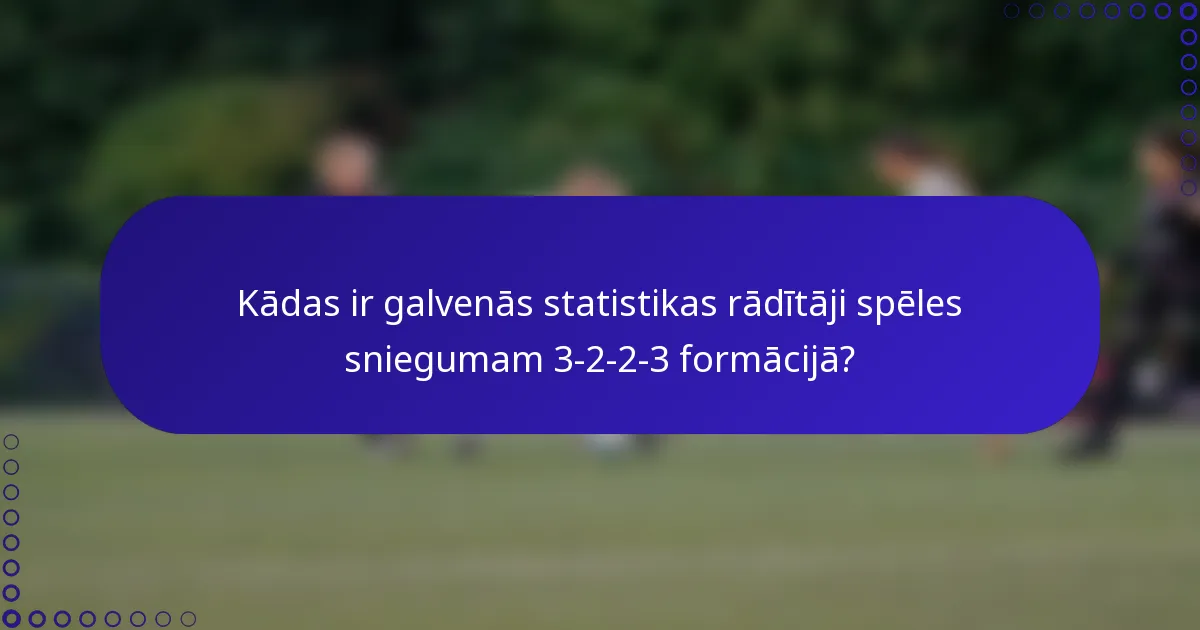 Kādas ir galvenās statistikas rādītāji spēles sniegumam 3-2-2-3 formācijā?