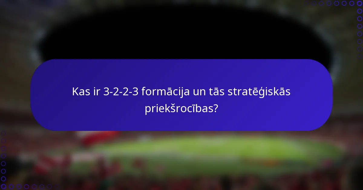 Kas ir 3-2-2-3 formācija un tās stratēģiskās priekšrocības?